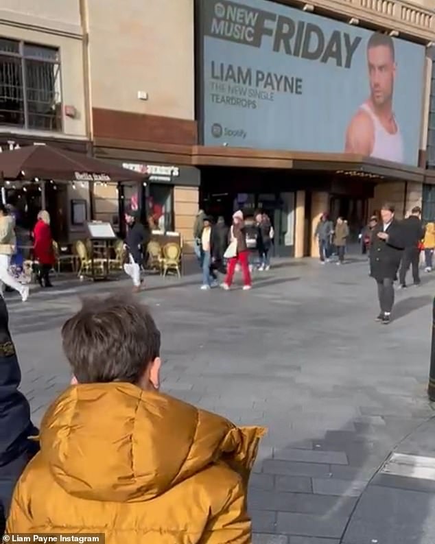 Earlier this year, Bear's father Liam posted a rare photo of his son on Instagram, covering his face as he showed the little one a billboard in Leicester Square advertising his new single.