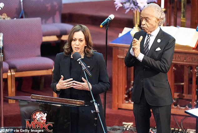 Kamala Harris took the pulpit in 2022 and spoke at a funeral service at Mount Olive Baptist Church in Buffalo