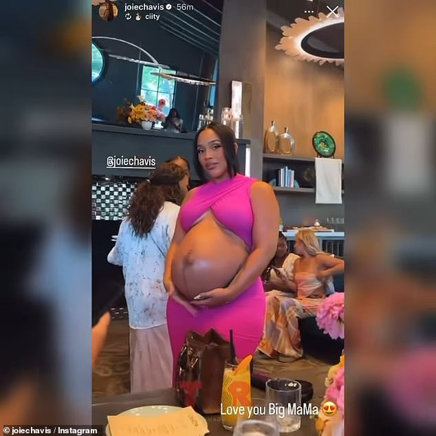 Chavis showed off her large baby bump as her friends and family celebrated her baby shower