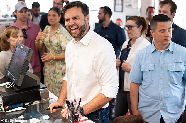 JD Vance buys breakfast while campaigning in Minnesota on July 28. Seventeen percent of Americans have no opinion about JD Vance, while 19 percent said they don't know.