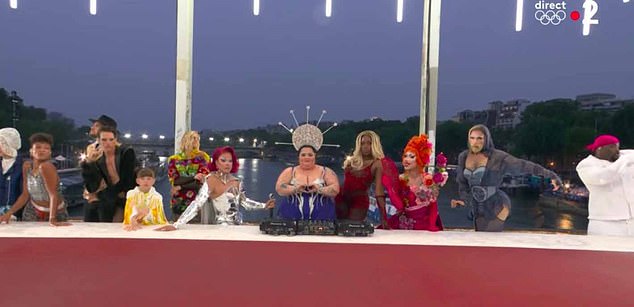 Friday's showpiece drew criticism for a banquet scene in which an actor playing the Greek god Dionysus took center stage at a table of transvestites, which was interpreted as a resemblance to the painting The Last Supper