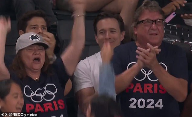 Nedoroscik's parents cheered after their son mastered his pommel horse routine on Monday