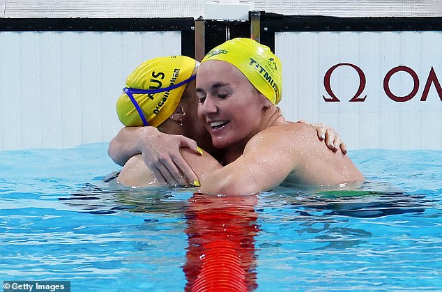 The 20-year-old described the race against her arch-rival as 'an honour' - and there was no trace of disappointment on Titmus' face as they embraced in the water just after the finish