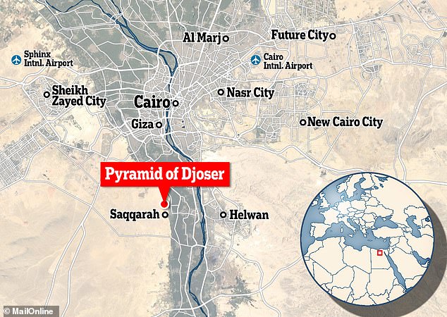 The Pyramid of Djoser, the oldest pyramid in the world, was built 4,500 years ago south of modern Cairo, just east of the Nile, the longest river in the world.