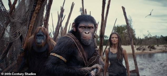 However, the researchers say that apes will not be able to speak as in Kingdom of the Planet of the Apes (pictured), because they are learning to make sounds rather than learning a language with meaning.