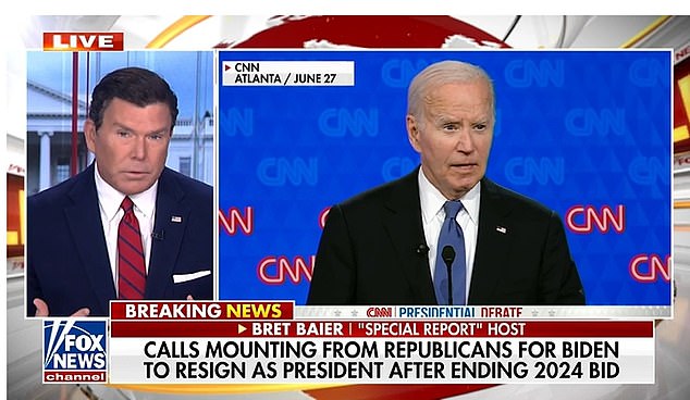 The live broadcast of Biden's decision to end his re-election campaign on FOX News Channel was the most-watched program on television, while cable news networks were slow to report the shocking developments.