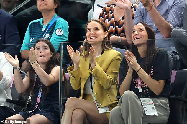 Natalie Portman had a big smile on her face as she watched the event from the stands