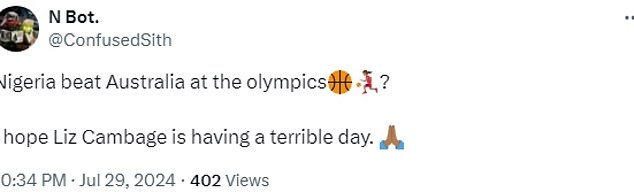 Social media users were quick to criticise Cambage after Nigeria recorded a surprise victory against the Opals