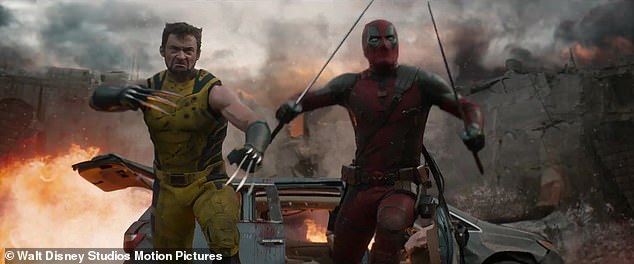 The climax sees the 55-year-old Australian and his co-star Ryan Reynolds (R) battle Deadpool Corps, a team of Deadpools from alternate universes, while Madonna's 1989 hit Like a Prayer plays in the background.