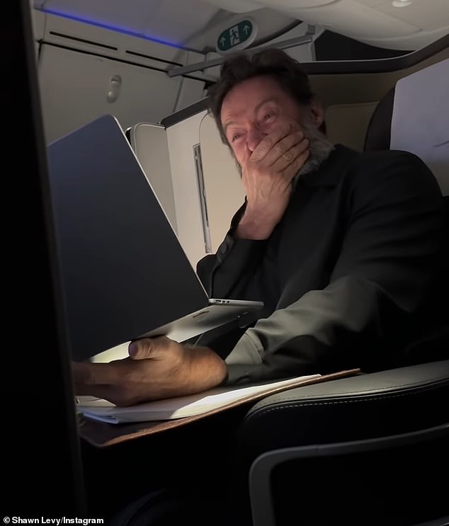 Jackman literally had to cover his mouth while laughing, so as not to disturb the other passengers on board the plane