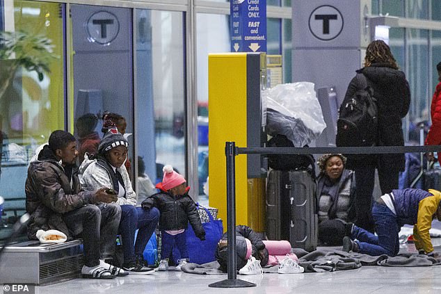 About 30 migrant families slept in Terminal E of Boston's Logan International Airport in January