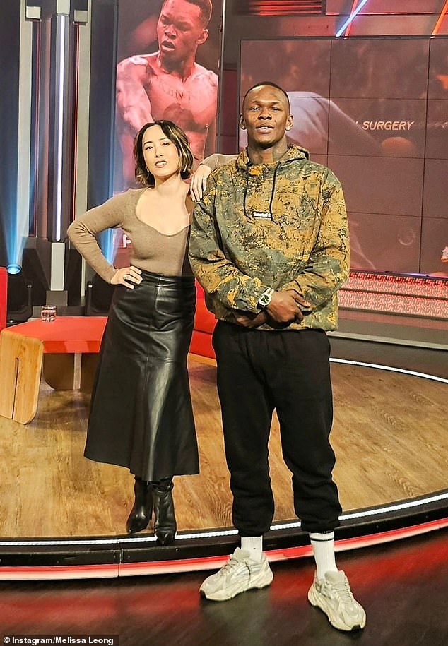 In addition to her work as a judge on Dessert Masters, Melissa has also taken on a very unexpected role as a presenter on Fox Sports and Kayo, when she interviewed Israel Adesanya (pictured) this week