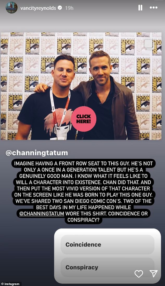 Ryan shared his own compliments, calling Channing 