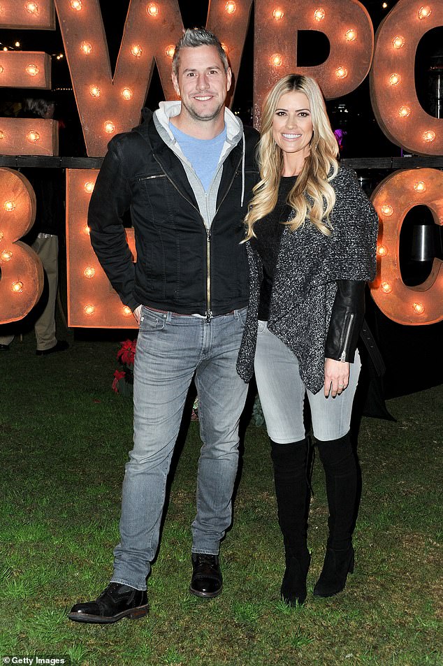 Christina and Anstead dated for a year before exchanging vows at their home in December 2018 for a winter-themed wedding. Pictured in Newport Beach, California in 2019