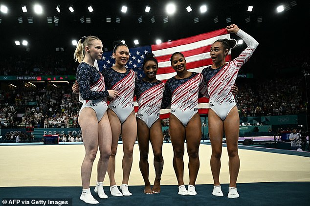 Simone Biles and Sunisa Lee led the U.S. team to its first Olympic gold medal in artistic gymnastics since 2016, with the Americans easily defeating their rivals. (Photo: U.S. women's artistic gymnastics team)