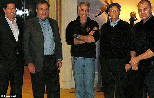 Bill Gates is pictured at Epstein's Manhattan mansion in 2011, from left: Jes Staley, then a senior JPMorgan executive; former Treasury Secretary Lawrence Summers; Epstein; Gates and Boris Nikolic, who was the chief scientific officer of the Bill and Melinda Gates Foundation