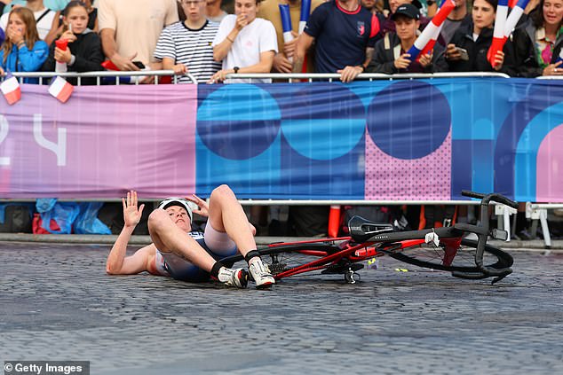 Norway's Lotte Miller was one of the athletes who crashed during the bike leg