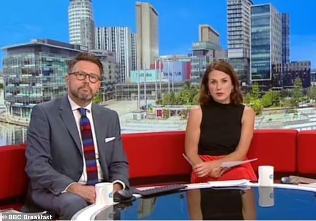 Presenter Sally Nugent, 52, was absent from the morning show she normally co-hosts with Jon Kay, 54. Nina Warhurst (right) took over