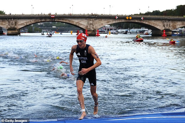 Potter was in the lead group after the swim and maintained her position