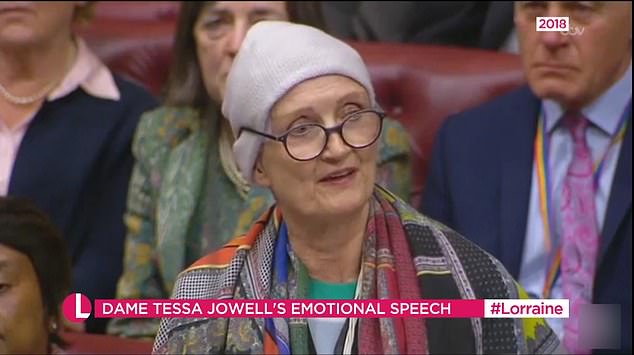 Former Labour politician Dame Tessa Jowell died in 2018 after a battle with advanced glioblastoma brain cancer (pictured in the House of Lords in 2018)