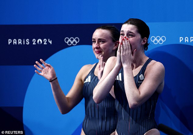 Spendolini-Sirieix (right) and Toulson (left) burst into tears when their bronze medal was confirmed