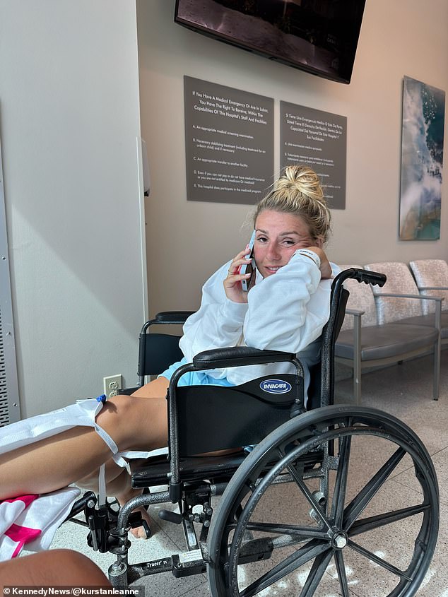 After being rushed to the emergency room, doctors confirmed via X-rays that Kurstan had shattered her left shin and broken her ankle in three places