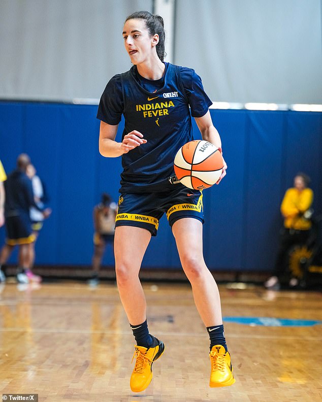 The Indiana Fever star is back on the practice field after a short break from the WNBA