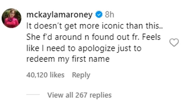 Maroney joked that she should apologize just because she had the same first name as Skinner