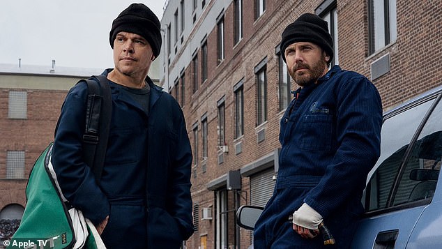 Matt and Casey Affleck (R) next play robbers Rory and Cobby on the run in Doug Liman's heist comedy The Instigators, opening in limited U.S. theaters Friday and hitting Apple TV+ August 9.