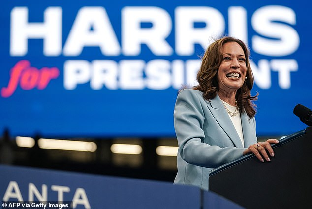 US Vice President and 2024 Democratic presidential candidate Kamala Harris speaks during a campaign rally in Atlanta, Georgia,