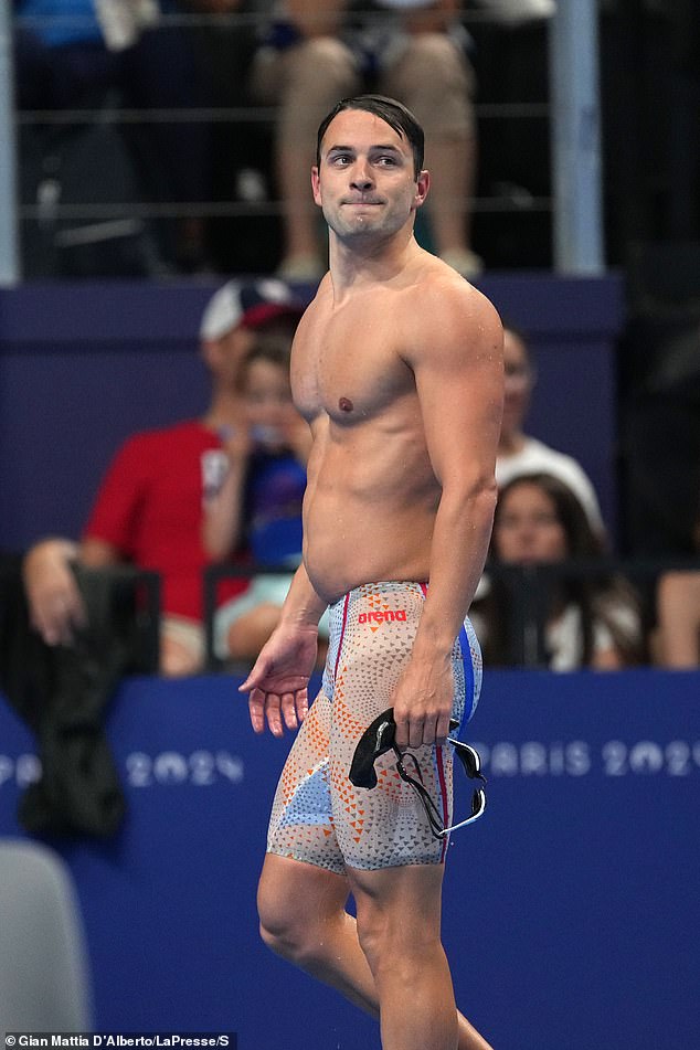 Dutch swimmer Arno Kamminga (pictured) also went viral, surprising social media with his country's bizarre mesh swimming trunks.