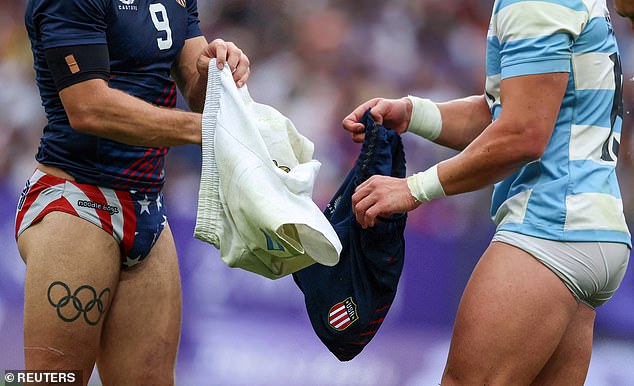 One of the most viral images from the Paris Olympics came from USA's Steve Tomasin and Argentina's Rodrigo Isgro exchanging rugby shorts on the field