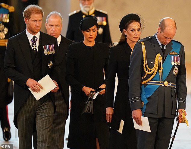 Meghan was last seen in public in the UK almost two years ago, at the late Queen's funeral in September 2022. She is pictured attending the service with Prince Harry and other royals