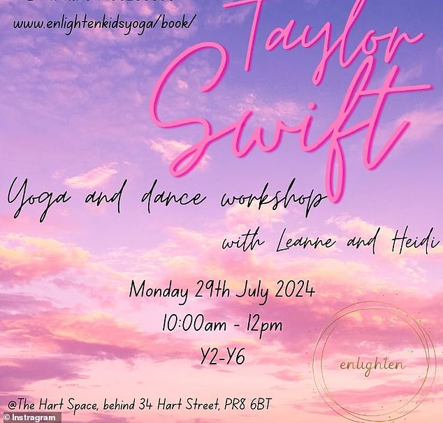 The attack took place during a Taylor Swift-themed yoga and dance workshop