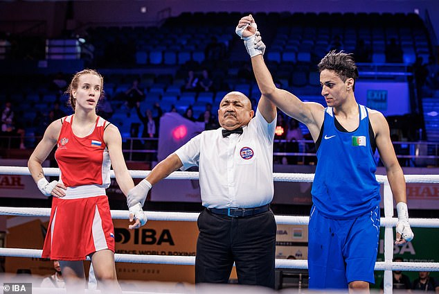 Algerian boxer Imane Khelif pictured after winning a match