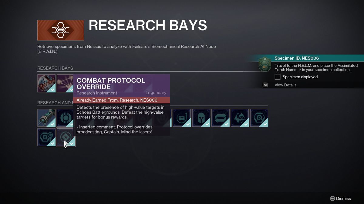 A Guardian unlocks the Combat Protocol Override upgrade on Failsafe