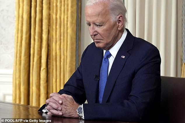 US President Joe Biden pauses before addressing the nation about his decision not to seek re-election