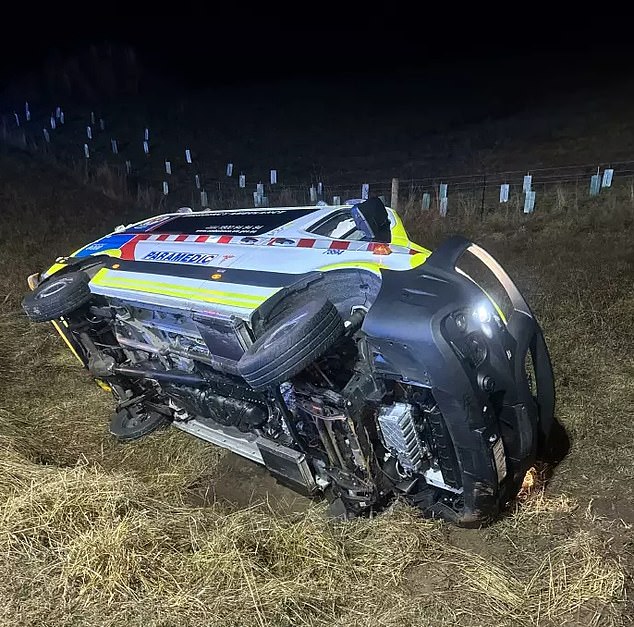 The paramedic had been working from 7am to 1.30am the next morning when his ambulance hit an embankment at 90km/h and overturned.