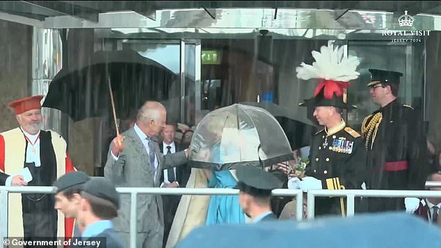 Charles was angered yesterday by an aide who failed to think to help Queen Camilla when she struggled to put on her coat