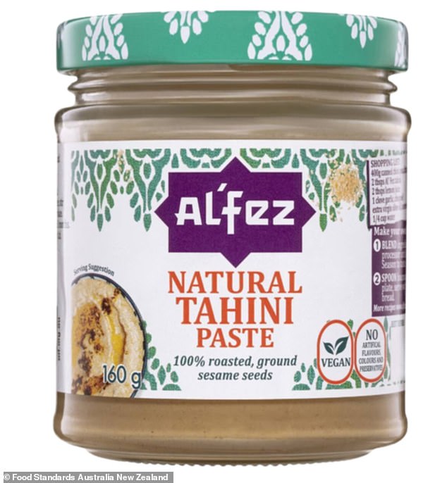 An urgent recall has been issued for Al'Fez Natural Tahini Paste 160g (pictured) due to fears the product may be contaminated with salmonella