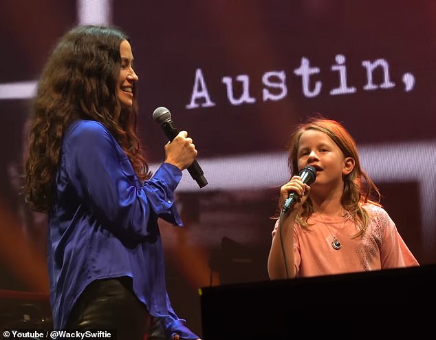 Alanis Morissette, 50, made her daughter Onyx's eighth birthday extra special by singing her classic hit Ironic together during her concert at Nashville's Bridgestone Arena