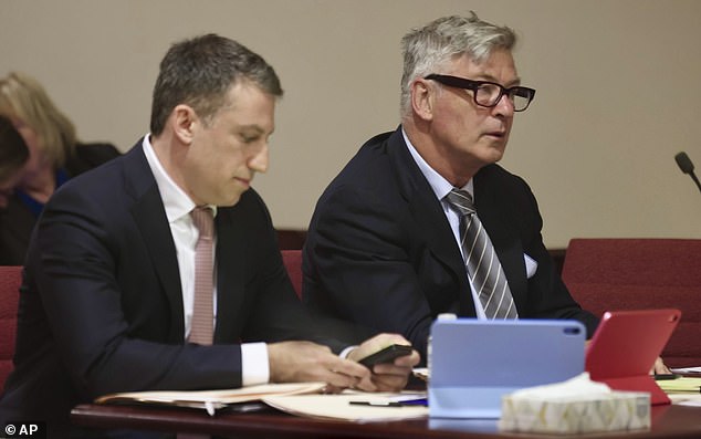 Baldwin sat in court Monday among his lawyers, shuffling through papers, wearing glasses and his hair cropped short.