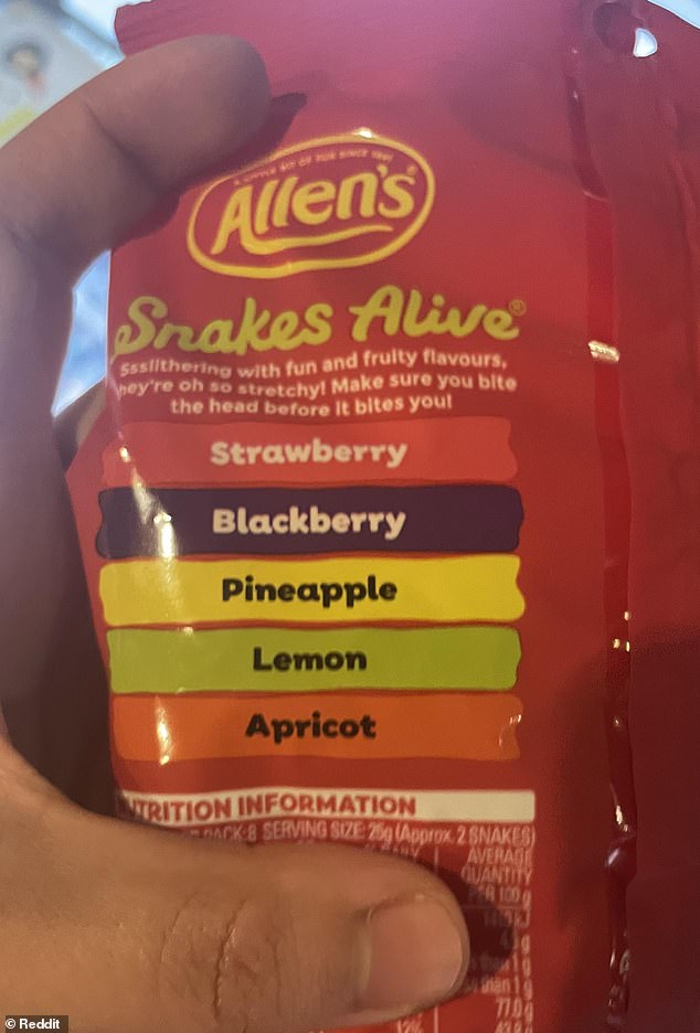 The flavors are printed on the back of the iconic packaging
