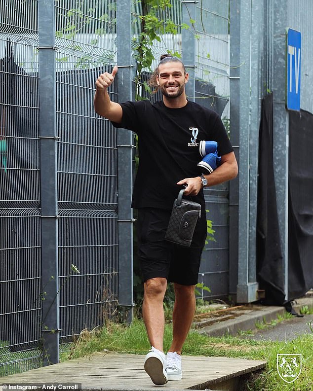 Andy Carroll was pictured returning to training with club Amiens just days after the former England international was reportedly involved in a street brawl at 1am in Mayfair