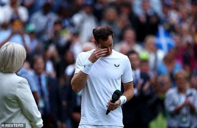 Andy Murray was visibly emotional as the crowd on Centre Court paid tribute to the star