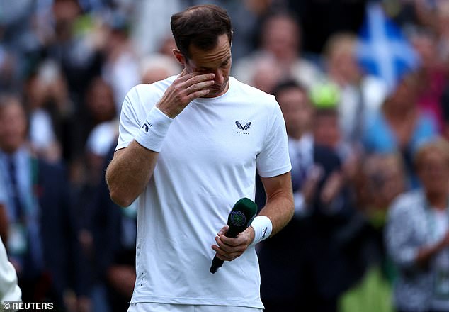 Andy Murray had planned to compete in the singles tournament at Wimbledon 2024 but was forced to withdraw at the last minute due to injury. Here, the legend is visibly emotional as the crowd pays tribute on Centre Court following his defeat in the men's doubles on July 4, 2024