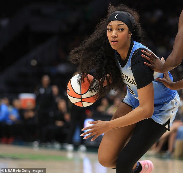 Angel Reese hit the first two triples of her WNBA career as part of a double-double