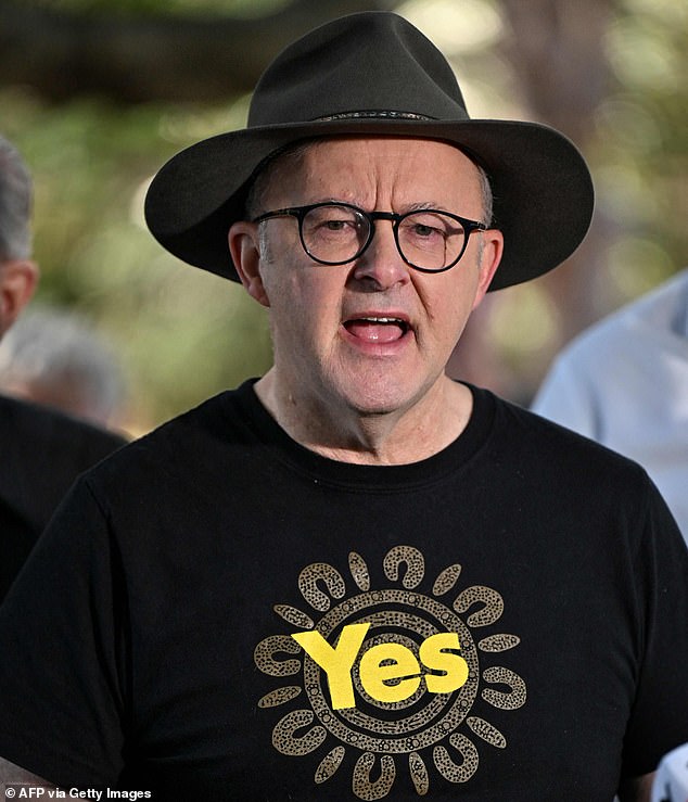 The cabinet reshuffle announced by Prime Minister Anthony Albanese (pictured) on Sunday has dashed Australia's hopes of a republic, with the prime minister admitting he did not want another referendum (pictured during last year's Voice referendum campaign)