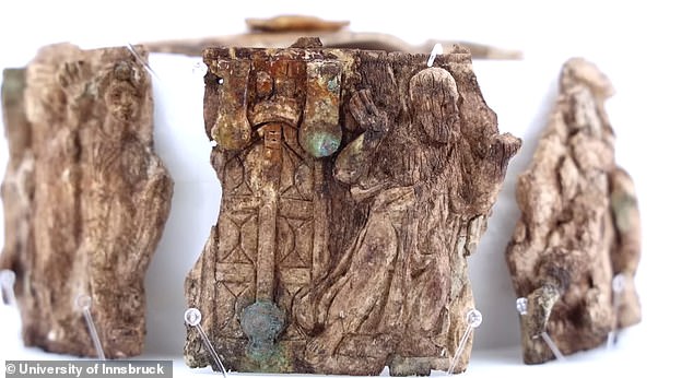 The 15,000 year old ivory box depicts a scene of Moses receiving the 10 Commandments from God on Mount Sinai, as described in the Old Testament, along with images of saints and the ascension of Christ