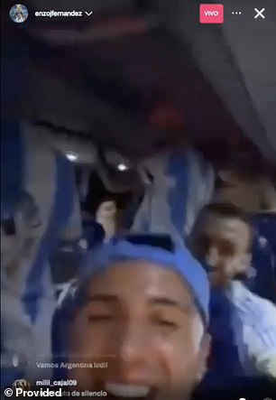 Fernandez filmed himself singing the slogans on the Argentine bus during their Copa America celebrations